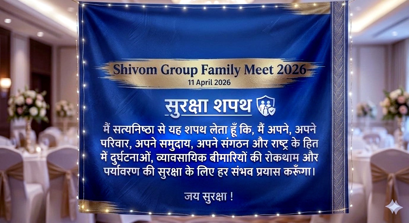 Shivom Group Family Meet 2026 safety pledge banner